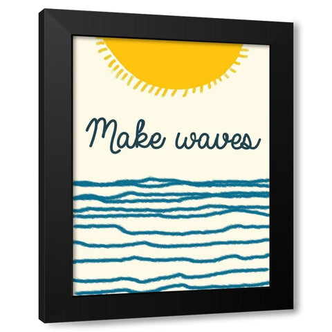 Waves Black Modern Wood Framed Art Print with Double Matting by Lewis, Sheldon