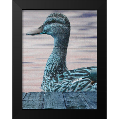 Aqua Duck Black Modern Wood Framed Art Print by Lewis, Sheldon