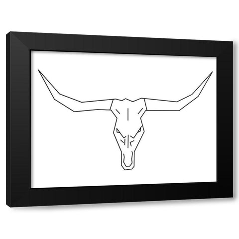 Bull Skull Black Modern Wood Framed Art Print with Double Matting by Lewis, Sheldon