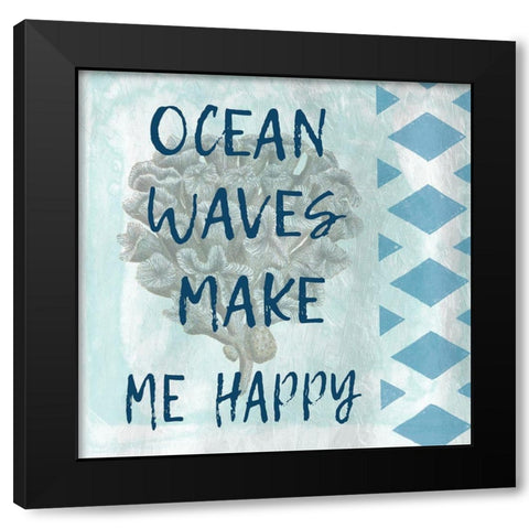 Waves Black Modern Wood Framed Art Print with Double Matting by Lewis, Sheldon