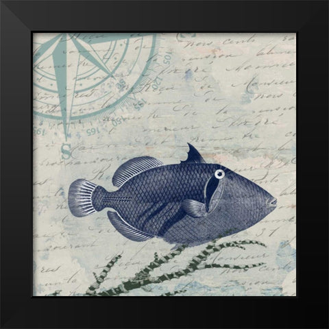 Calm Blue Ocean Black Modern Wood Framed Art Print by Lewis, Sheldon