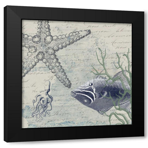 Blue Ocean Black Modern Wood Framed Art Print with Double Matting by Lewis, Sheldon
