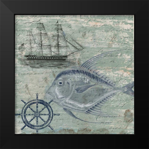 Deep Sea Blue Black Modern Wood Framed Art Print by Lewis, Sheldon