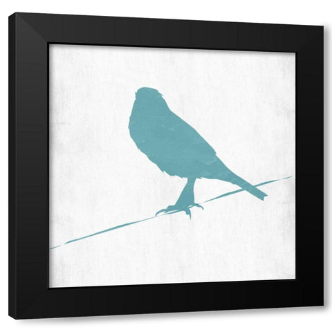 Little Spring Bird On Wire Black Modern Wood Framed Art Print with Double Matting by Lewis, Sheldon