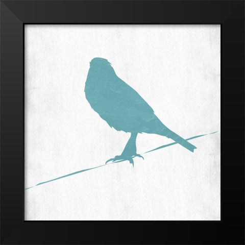 Little Spring Bird On Wire Black Modern Wood Framed Art Print by Lewis, Sheldon