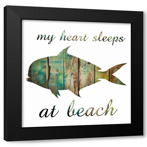 My Heart And The Beach Black Modern Wood Framed Art Print with Double Matting by Lewis, Sheldon