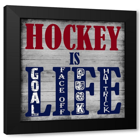 Hockey Life Black Modern Wood Framed Art Print by Lewis, Sheldon