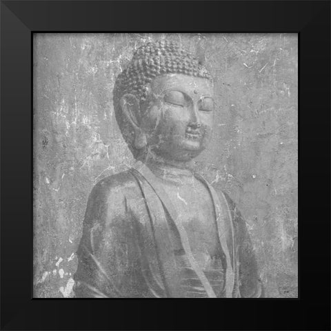 Stone Wall  Buddah Black Modern Wood Framed Art Print by Lewis, Sheldon