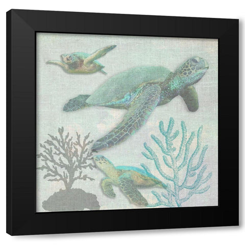 Turtles Black Modern Wood Framed Art Print with Double Matting by Lewis, Sheldon