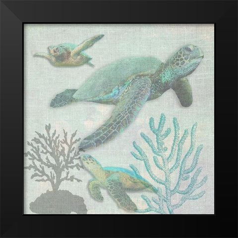 Turtles Black Modern Wood Framed Art Print by Lewis, Sheldon