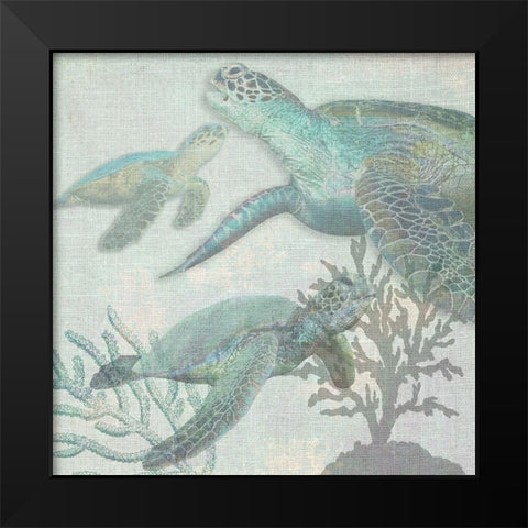 Turtles Black Modern Wood Framed Art Print by Lewis, Sheldon