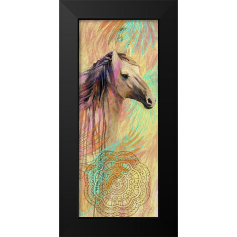 Horse Mandala Black Modern Wood Framed Art Print by Butcher, Sarah