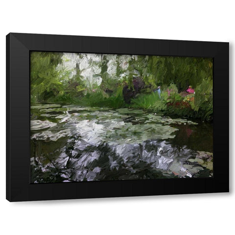 Monet Pond 2 Black Modern Wood Framed Art Print with Double Matting by Butcher, Sarah