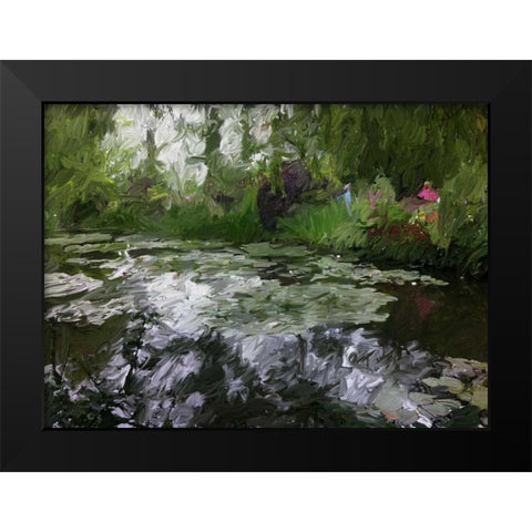 Monet Pond 2 Black Modern Wood Framed Art Print by Butcher, Sarah