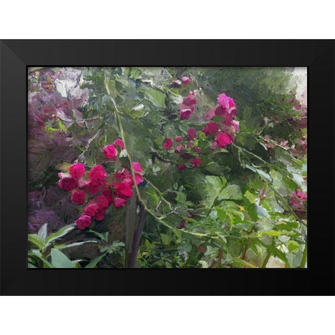 Monets Garden Black Modern Wood Framed Art Print by Butcher, Sarah
