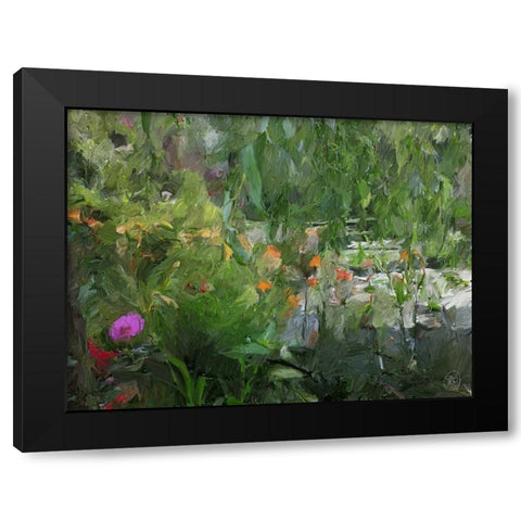 Monets Pond At Giverny Black Modern Wood Framed Art Print with Double Matting by Butcher, Sarah