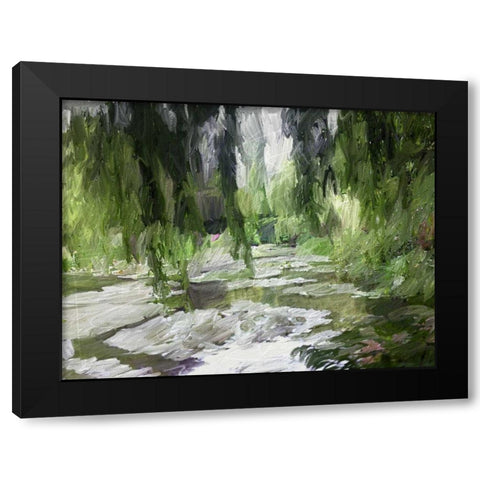 Monets Tranquil Gardens Black Modern Wood Framed Art Print with Double Matting by Butcher, Sarah