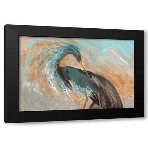 Beachy Bird Frill Black Modern Wood Framed Art Print with Double Matting by Butcher, Sarah
