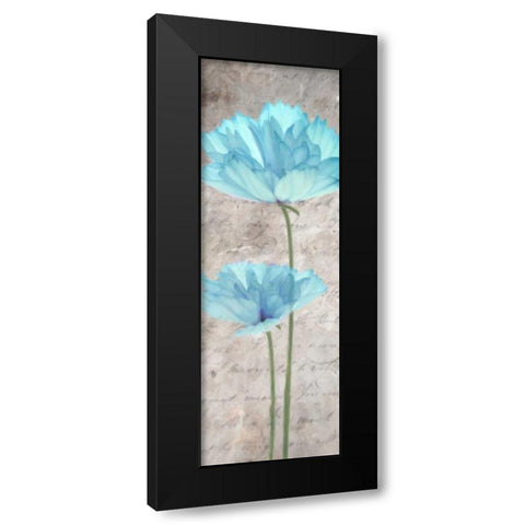 Blue Floral Panel II Black Modern Wood Framed Art Print by Greene, Taylor