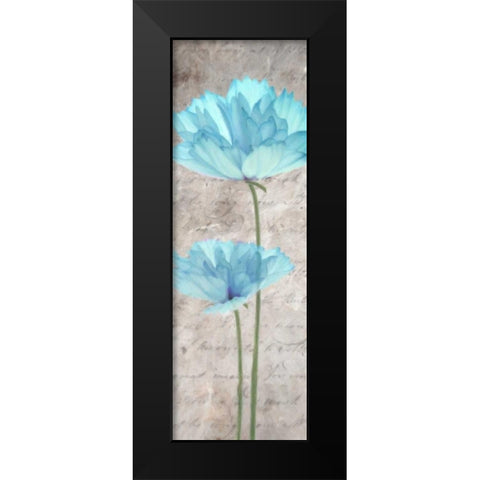 Blue Floral Panel II Black Modern Wood Framed Art Print by Greene, Taylor