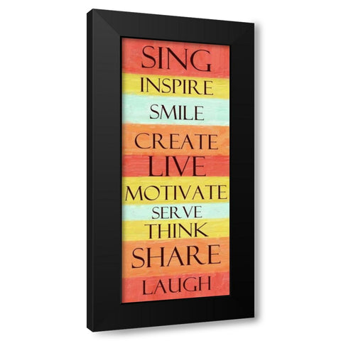 SING STRIPE Black Modern Wood Framed Art Print with Double Matting by Greene, Taylor
