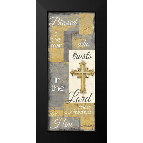 Blessed is the man grey gold Black Modern Wood Framed Art Print by Greene, Taylor