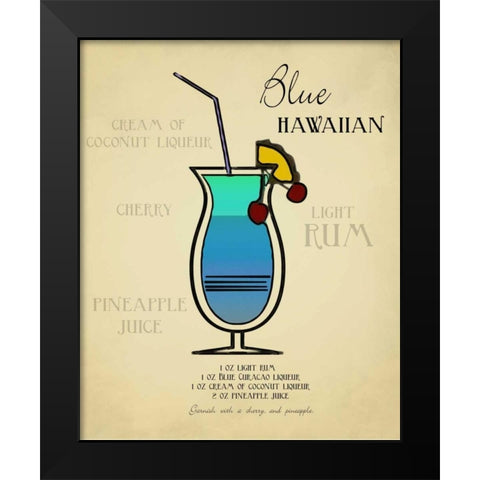 Blue Hawaiian Black Modern Wood Framed Art Print by Greene, Taylor