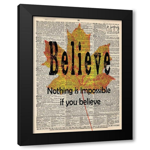 BELIEVE Black Modern Wood Framed Art Print with Double Matting by Greene, Taylor