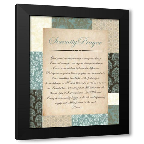 SERENITY BLUE Black Modern Wood Framed Art Print with Double Matting by Greene, Taylor