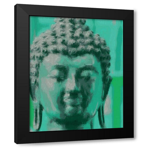Blue Buddah Black Modern Wood Framed Art Print by Greene, Taylor
