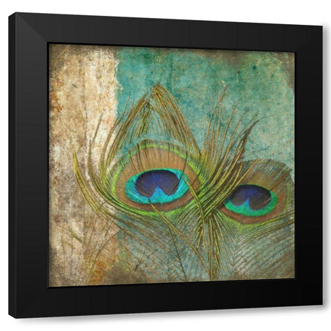 Peacock 1 Black Modern Wood Framed Art Print with Double Matting by Greene, Taylor