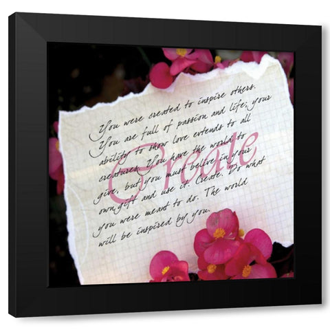 Pink Flowers Black Modern Wood Framed Art Print with Double Matting by Greene, Taylor