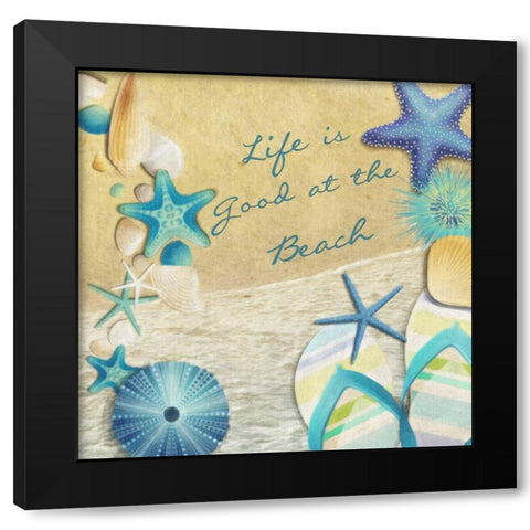 Life Is Good At The Beach Black Modern Wood Framed Art Print with Double Matting by Greene, Taylor