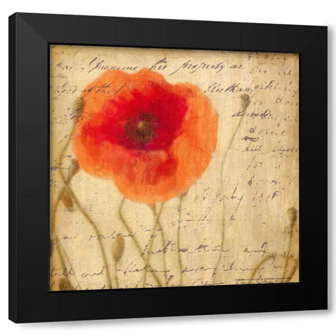 POPPY SCRIPT I Black Modern Wood Framed Art Print with Double Matting by Greene, Taylor