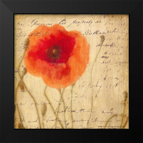 POPPY SCRIPT I Black Modern Wood Framed Art Print by Greene, Taylor