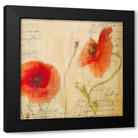 POPPY SCRIPT II Black Modern Wood Framed Art Print by Greene, Taylor