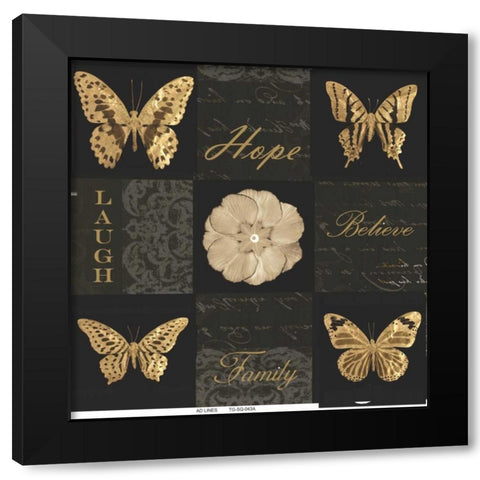 Sepia Floral 9 Patch B Black Modern Wood Framed Art Print by Greene, Taylor