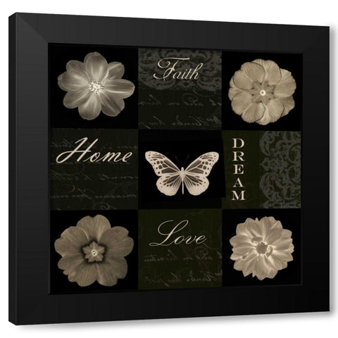 Sepia Floral 9 Patch I Black Modern Wood Framed Art Print by Greene, Taylor