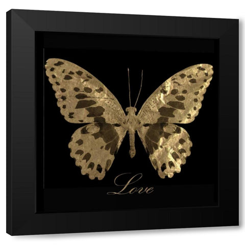 Love Gold Butterfly Black Modern Wood Framed Art Print by Greene, Taylor