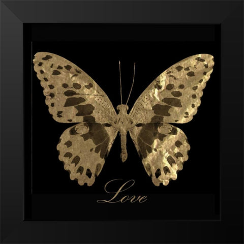 Love Gold Butterfly Black Modern Wood Framed Art Print by Greene, Taylor