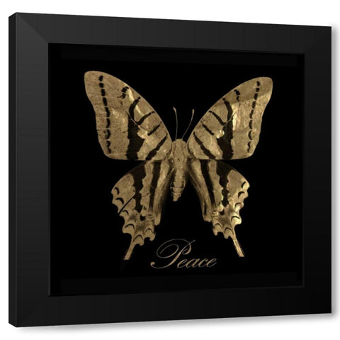 Peace Gold Butterfly Black Modern Wood Framed Art Print by Greene, Taylor