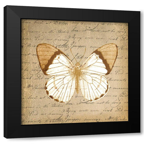 BUTTERFLY ON GOLD Black Modern Wood Framed Art Print by Greene, Taylor