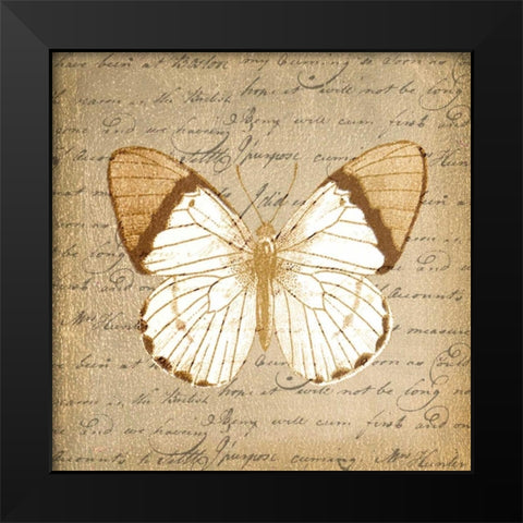 BUTTERFLY ON GOLD Black Modern Wood Framed Art Print by Greene, Taylor