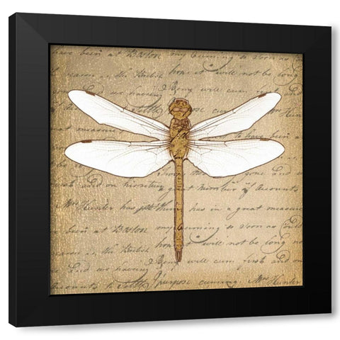 DRAGONFLY ON GOLD Black Modern Wood Framed Art Print with Double Matting by Greene, Taylor
