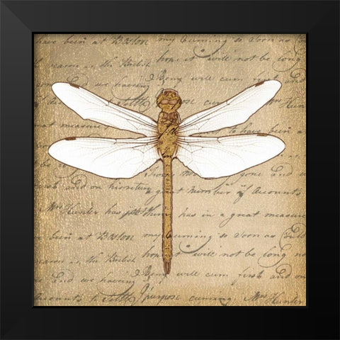 DRAGONFLY ON GOLD Black Modern Wood Framed Art Print by Greene, Taylor