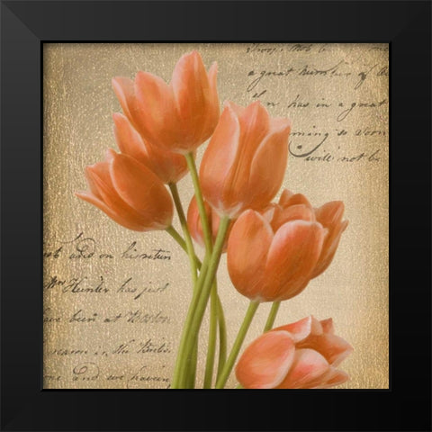 ORANGE TULIP I ON GOLD Black Modern Wood Framed Art Print by Greene, Taylor