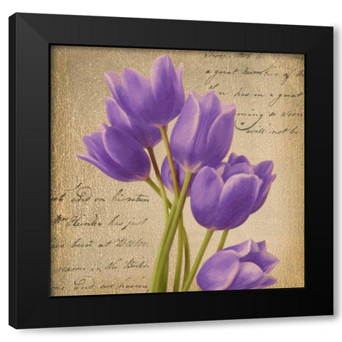 PURPLE TULIP I ON GOLD Black Modern Wood Framed Art Print with Double Matting by Greene, Taylor