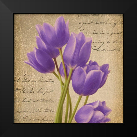 PURPLE TULIP I ON GOLD Black Modern Wood Framed Art Print by Greene, Taylor