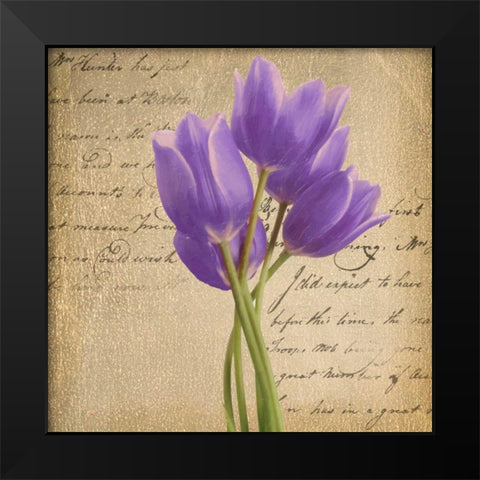 PURPLE TULIP II ON GOLD Black Modern Wood Framed Art Print by Greene, Taylor