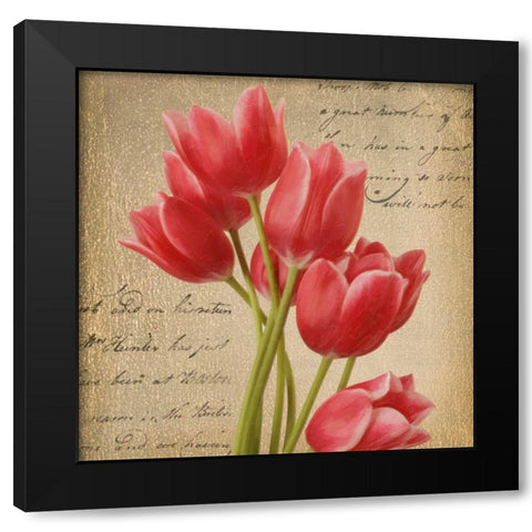 RED TULIP I ON GOLD Black Modern Wood Framed Art Print by Greene, Taylor